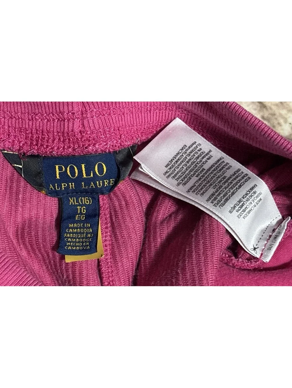 Polo Ralph Lauren Pants Girls XL 16 Velour Ribbed Stretch Joggers